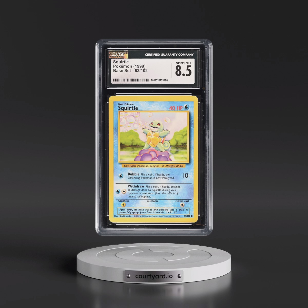 1999 Base Set #63/102 Squirtle (CGC 8.5 NM-MT+)