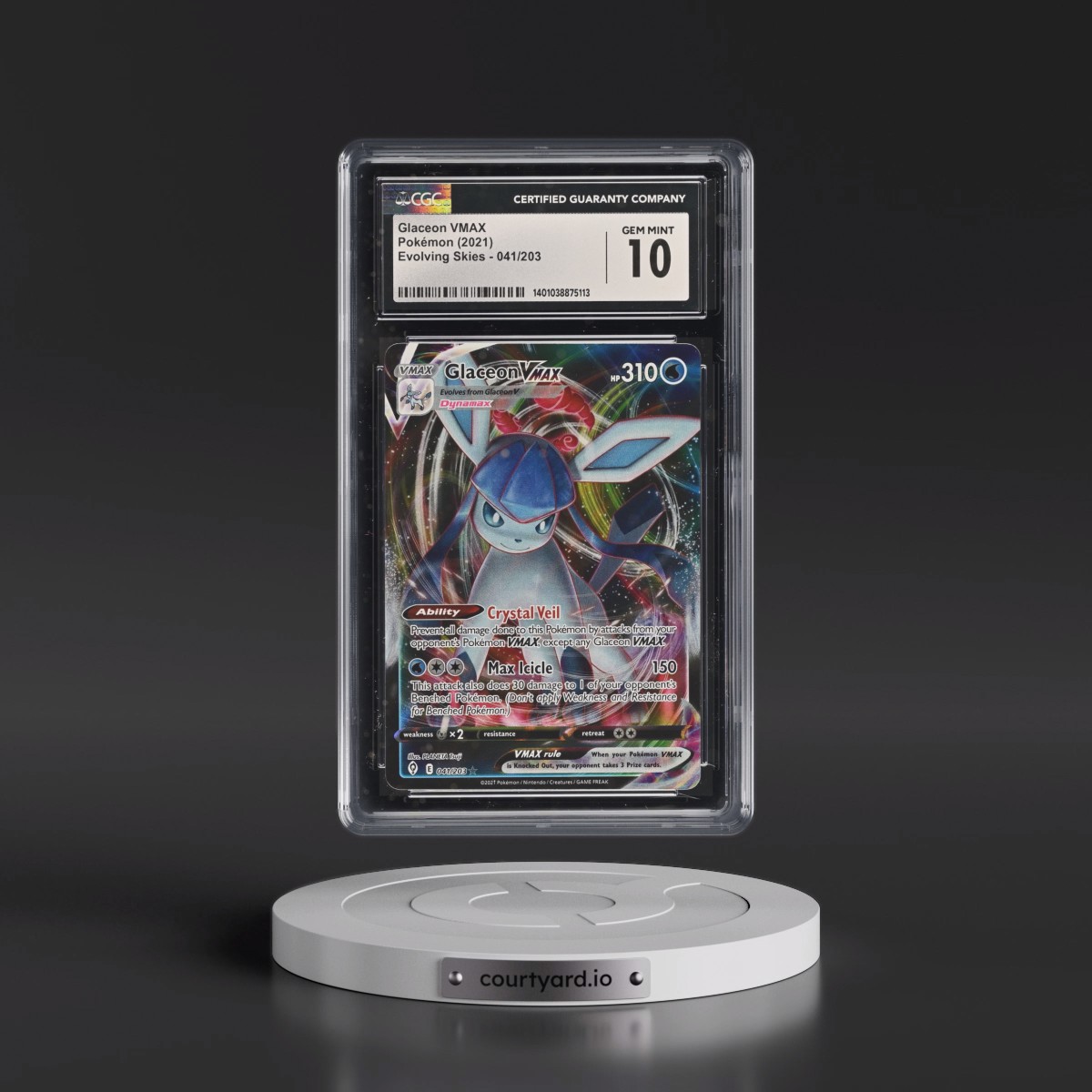 2021 Evolving Skies #041/203 Glaceon VMAX - Holo (CGC 10 GEM MINT)