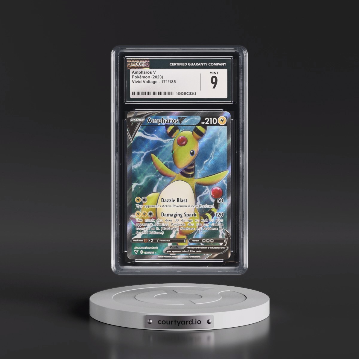 2020 Vivid Voltage #171/185 Ampharos V - Ultra Rare Holo (CGC 9 MINT)