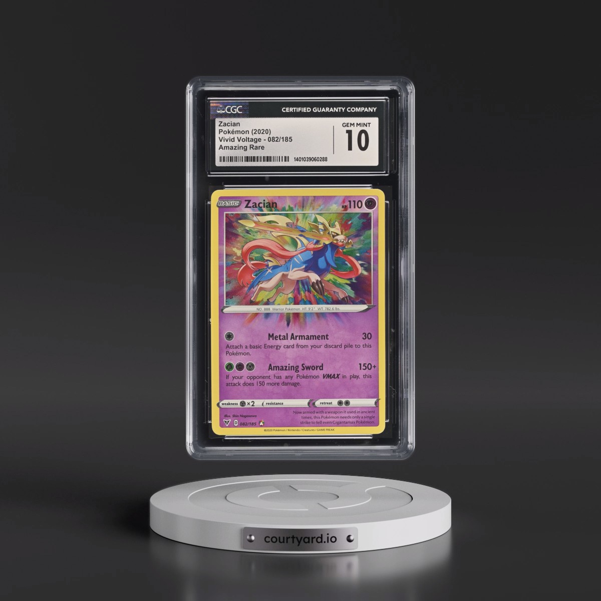 2020 Vivid Voltage #082/185 Zacian - Amazing Rare Holo (CGC 10 GEM MINT)