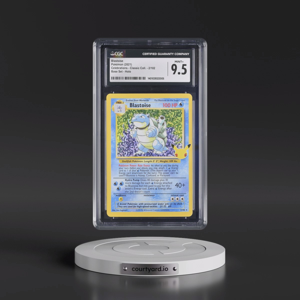 2021 Celebrations - Classic Collection #2/102 Blastoise - Base Set Holo (CGC 9.5 MINT+)