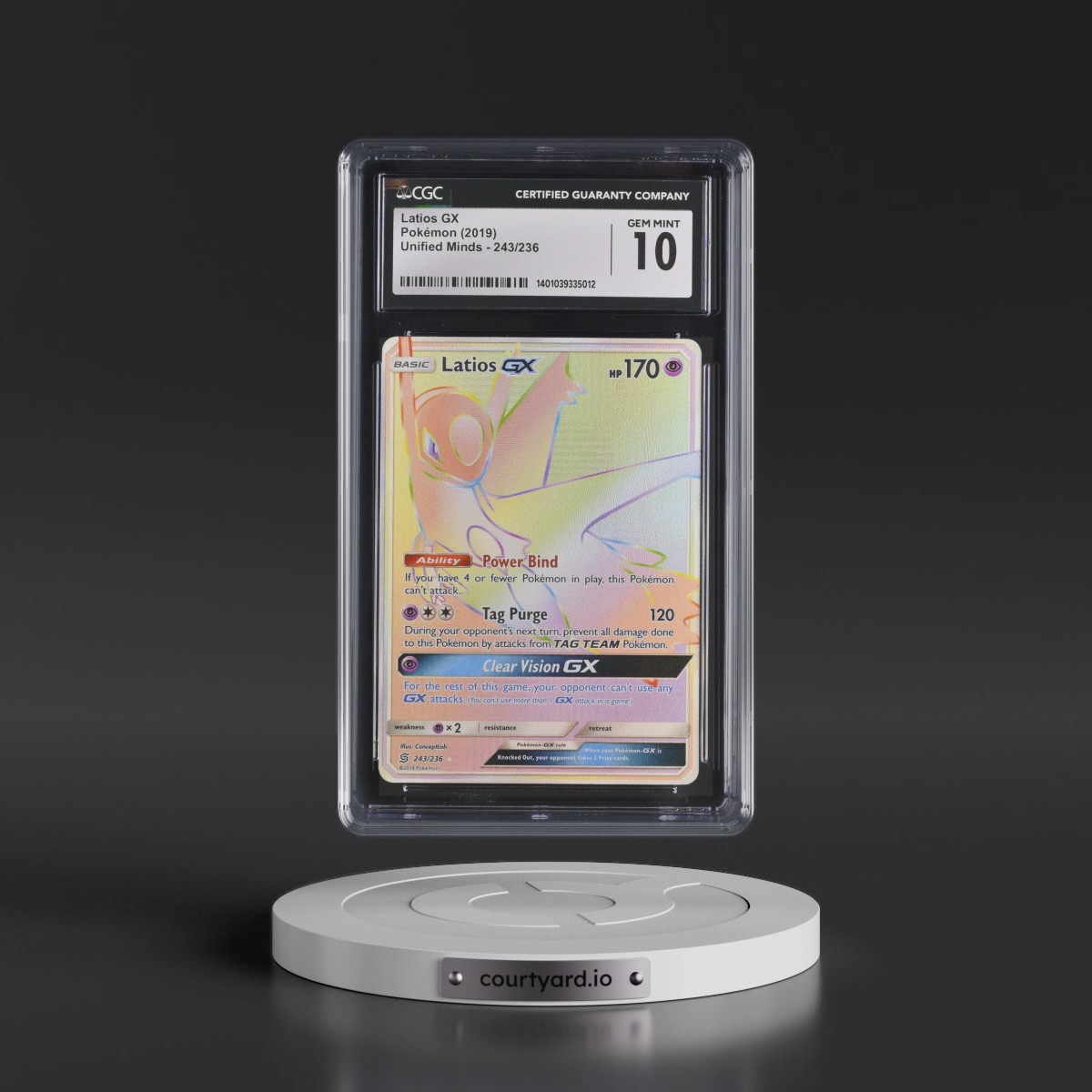 2019 Unified Minds #243/236 Latios GX - Holo Secret (CGC 10 GEM MINT)