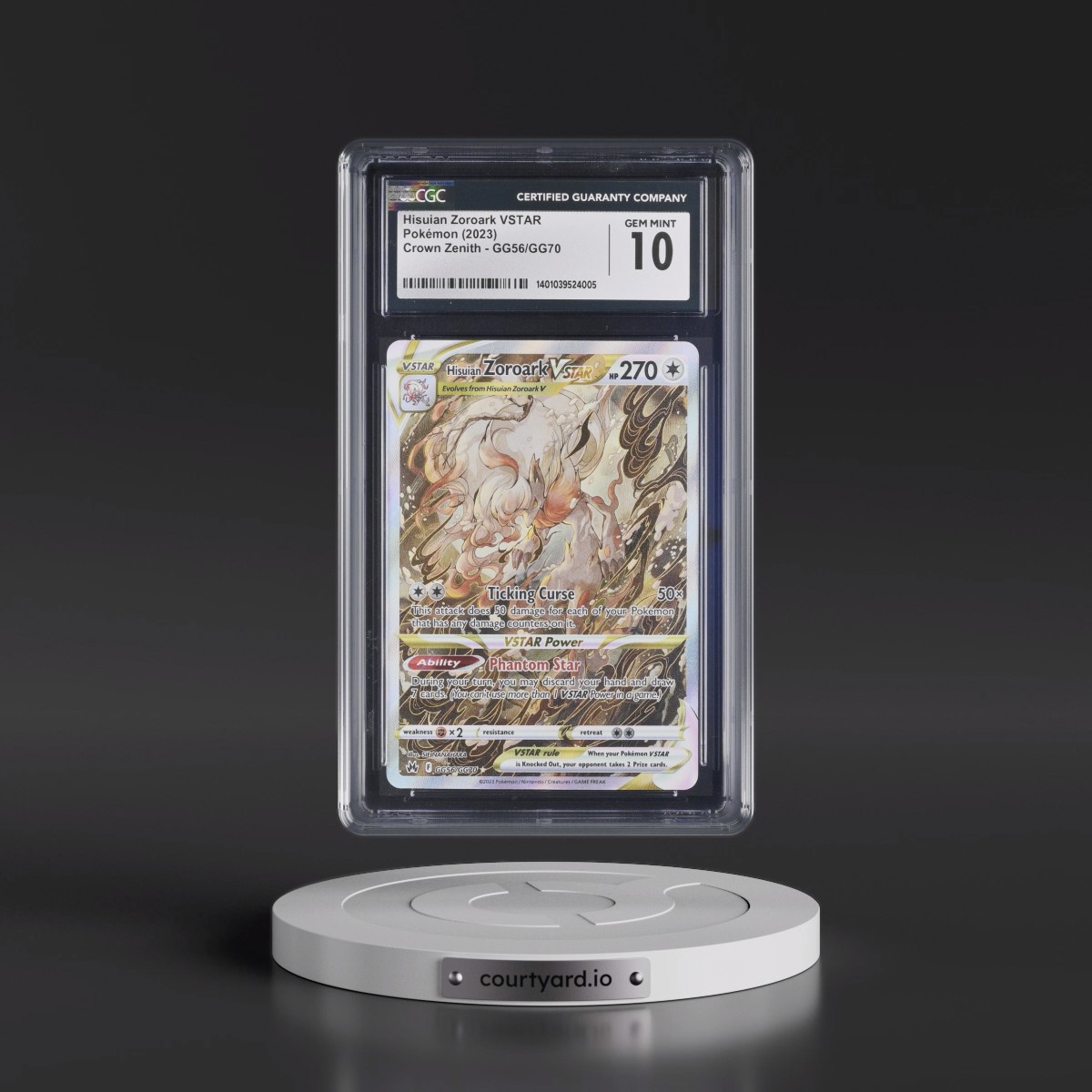 2023 Crown Zenith #GG56/GG70 Hisuian Zoroark VSTAR - Galarian Gallery Holo (CGC 10 GEM MINT)