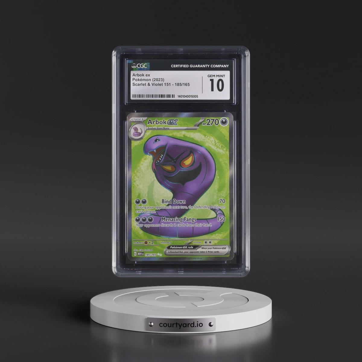 2023 Scarlet & Violet 151 - MEW EN #185/165 Arbok ex - Ultra Rare Holo (CGC 10 GEM MINT)