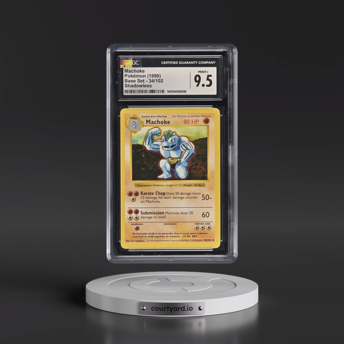 1999 Base Set #34/102 Machoke - Shadowless Shadowless (CGC 9.5 MINT+)