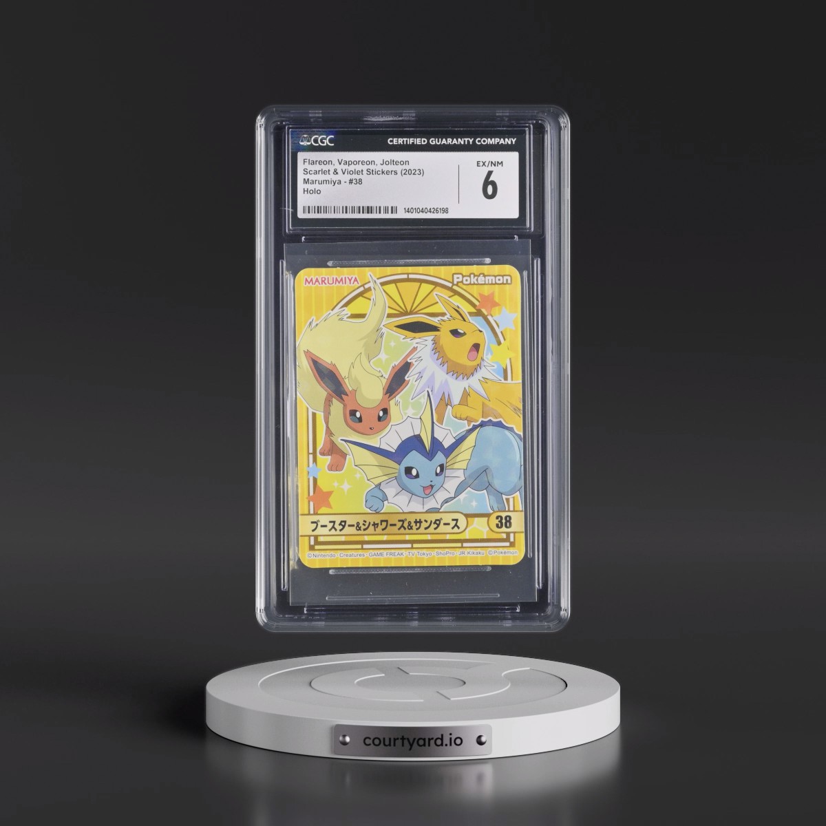 2023 Scarlet & Violet Stickers (Marumiya Archway BG) - Japanese #38 Flareon &amp; Vaporeon &amp; Jolteon - Holo (CGC 6 EX-NM)