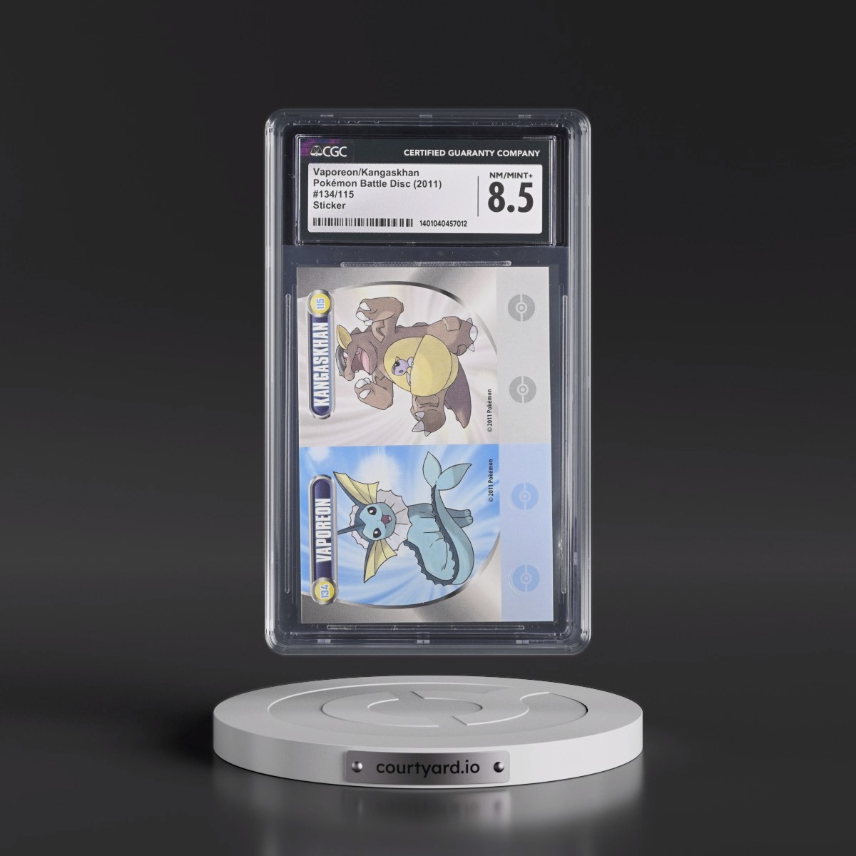 2011 Pokémon Battle Disc (2011) - English #134/115 Vaporeon/Kangaskhan - Sticker (CGC 8.5 NM-MT+)
