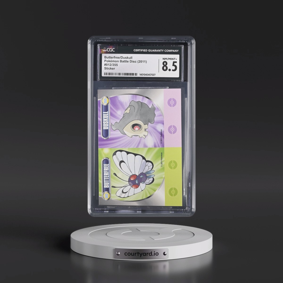 2011 Pokémon Battle Disc (2011) - English #012/355 Butterfree/Duskull - Sticker (CGC 8.5 NM-MT+)