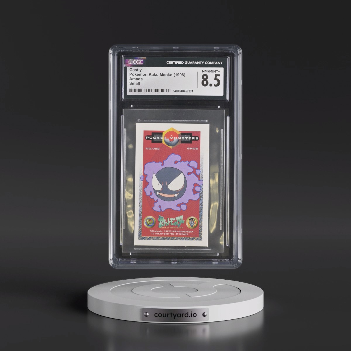 1998 Pokémon Kaku Menko (1998 Amada) - Japanese Gastly - Small (45MM x 74MM) (CGC 8.5 NM-MT+)