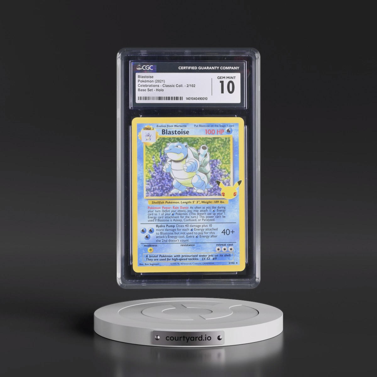 2021 Celebrations - Classic Collection #2/102 Blastoise - Base Set Holo (CGC 10 GEM MINT)