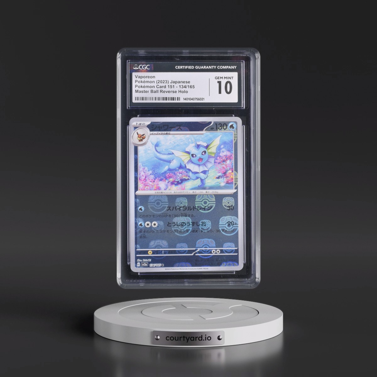 2023 Pokémon Card 151 #134/165 Vaporeon - Reverse Holo Master Ball (CGC 10 GEM MINT)