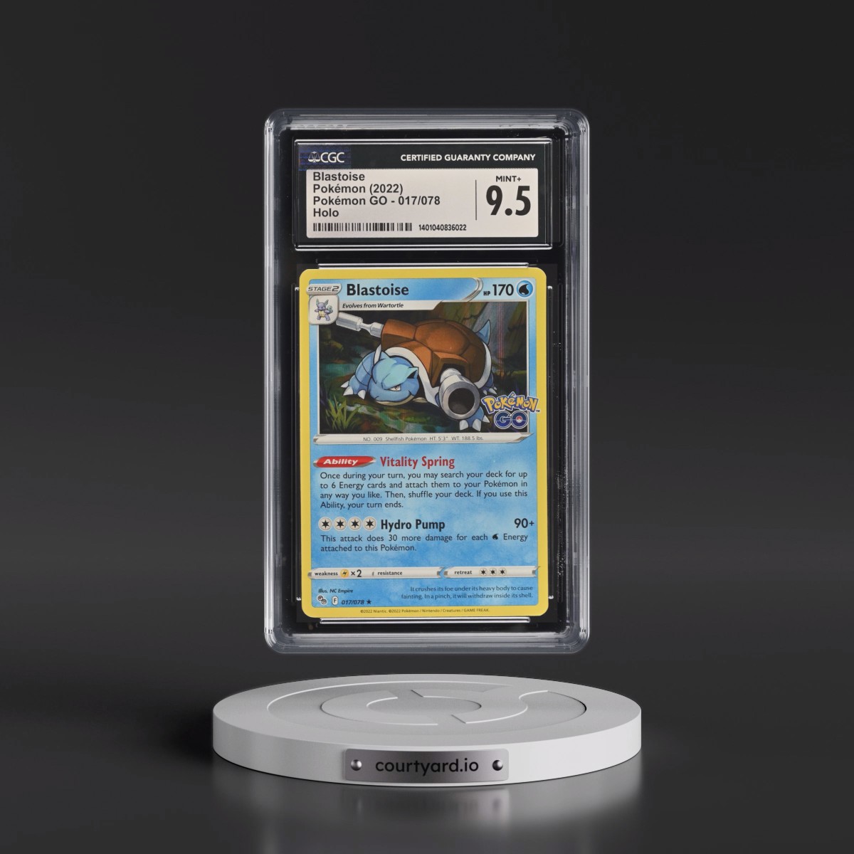 2022 Pokémon GO #017/078 Blastoise - Holo (CGC 9.5 MINT+)