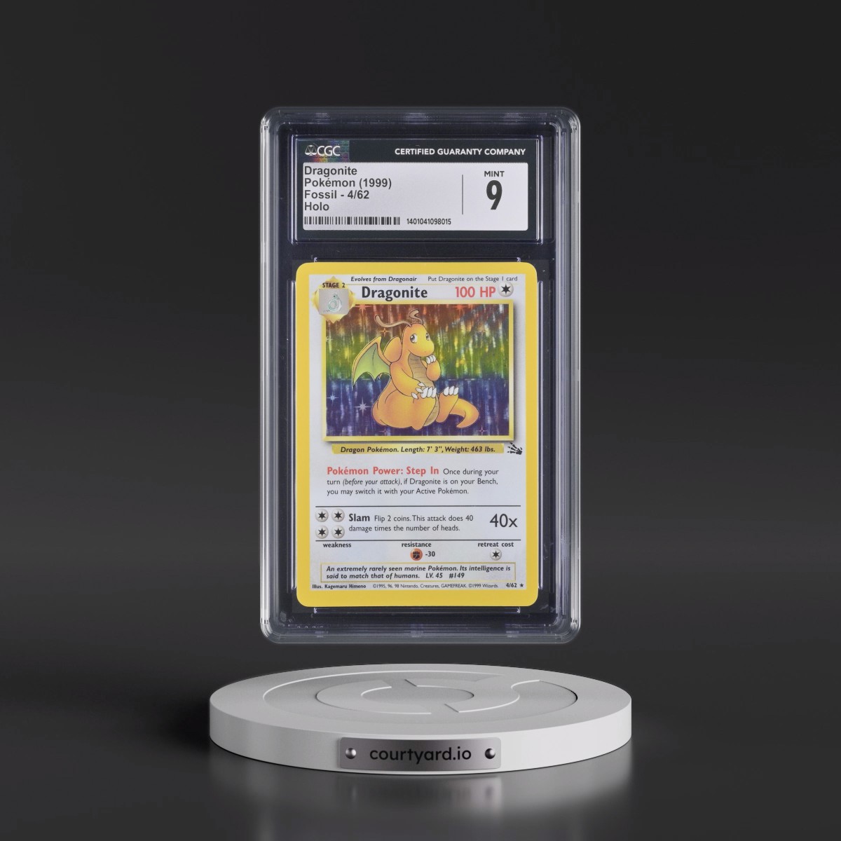 1999 Fossil #4/62 Dragonite - Galaxy Star Holo (CGC 9 MINT)