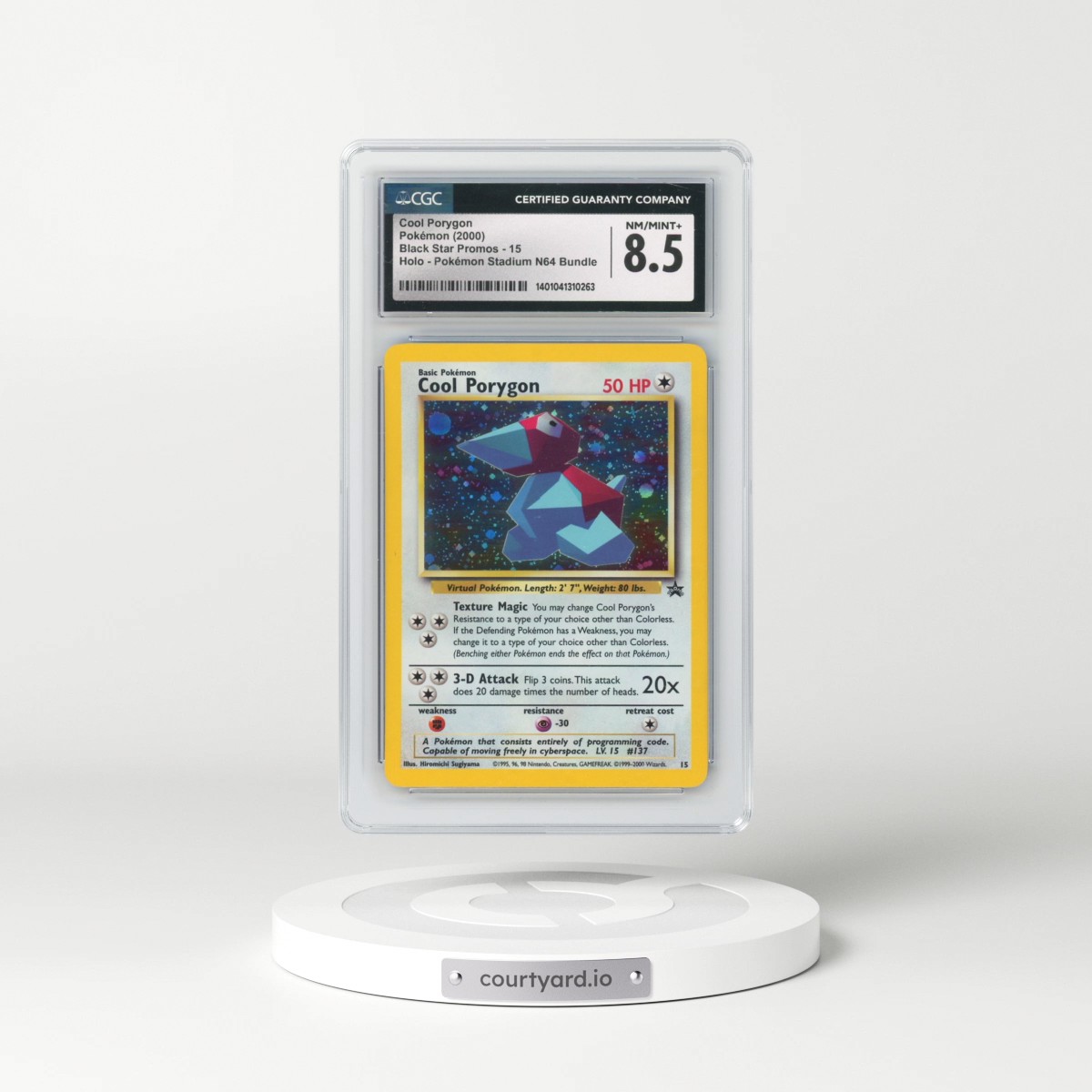 1999 Black Star Promos #15 Cool Porygon - Holo Pokémon Stadium N64 Bundle (CGC 8.5 NM-MT+)