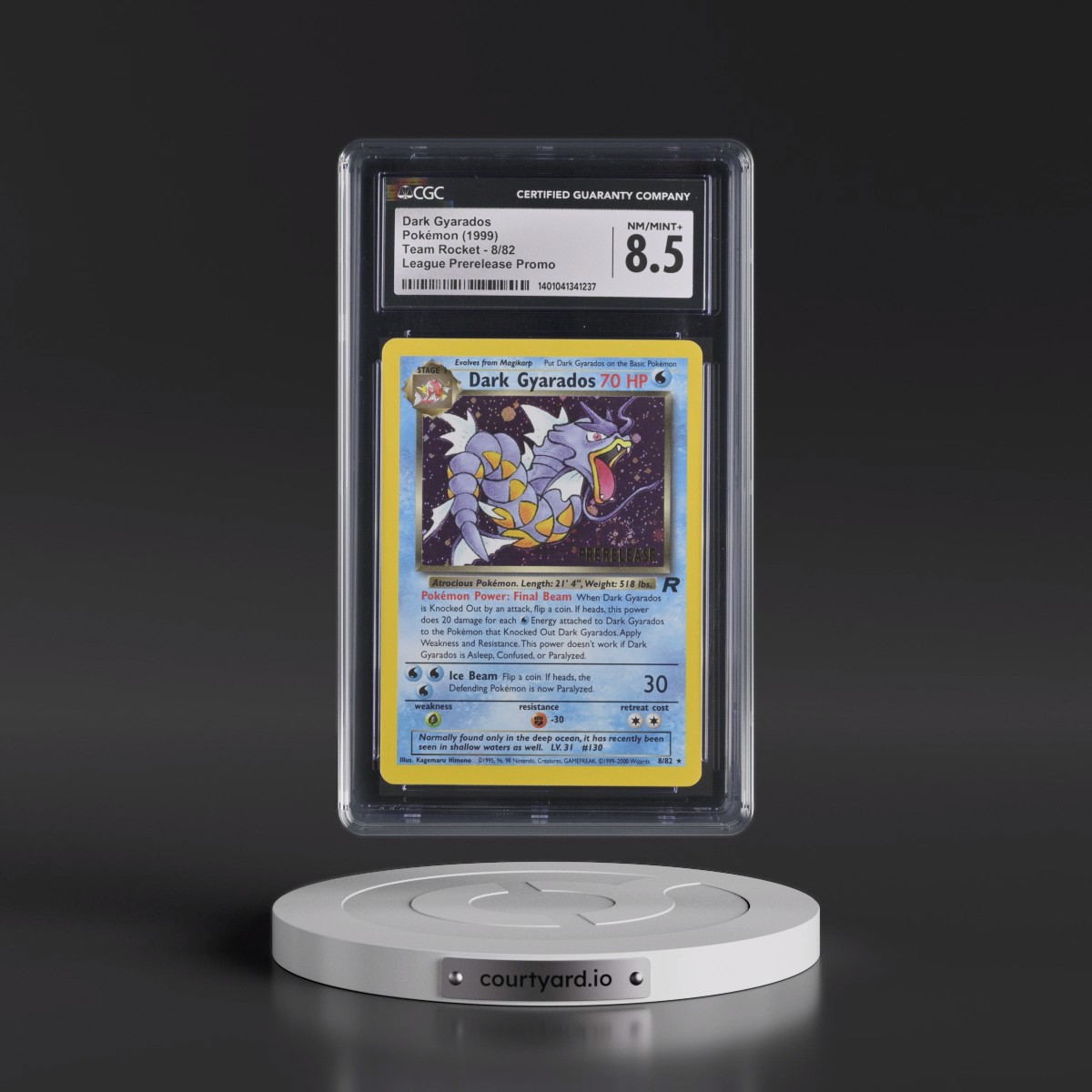 1999 Team Rocket #8/82 Dark Gyarados - League Prerelease Promo (Holo) (CGC 8.5 NM-MT+)