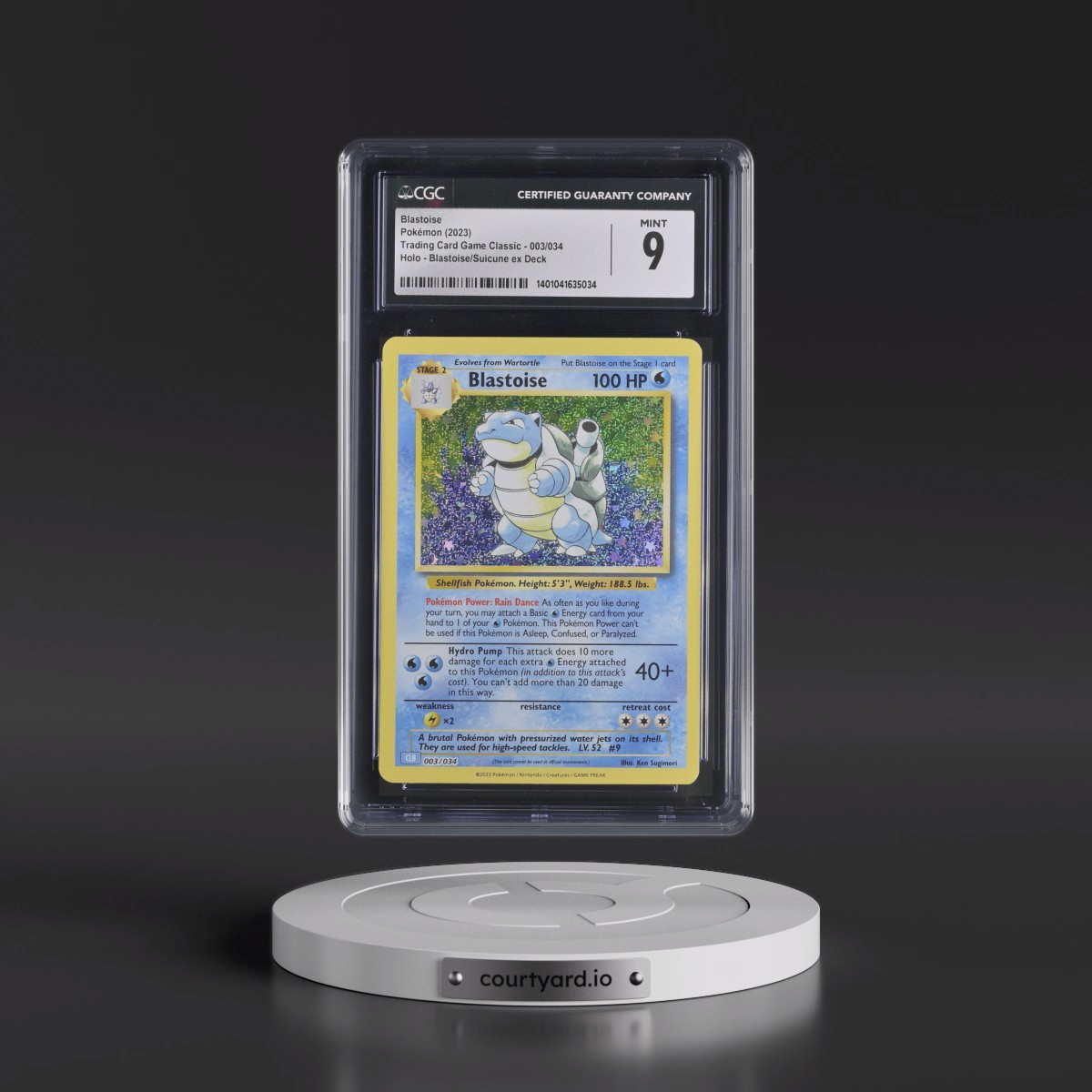 2023 Trading Card Game Classic - CLV, CLC, CLB #003/034 Blastoise - Blastoise & Suicune ex Deck - CLB Holo (CGC 9 MINT)