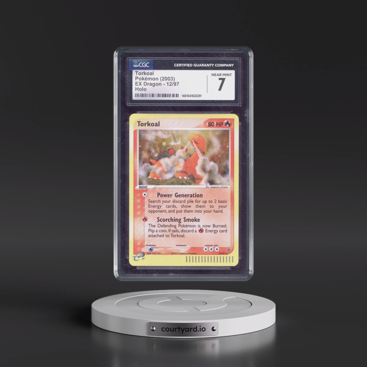 2003 EX Dragon (2003 Copyright, w/ "e" Symbol) #12/97 Torkoal - Holo (CGC 7 NM)