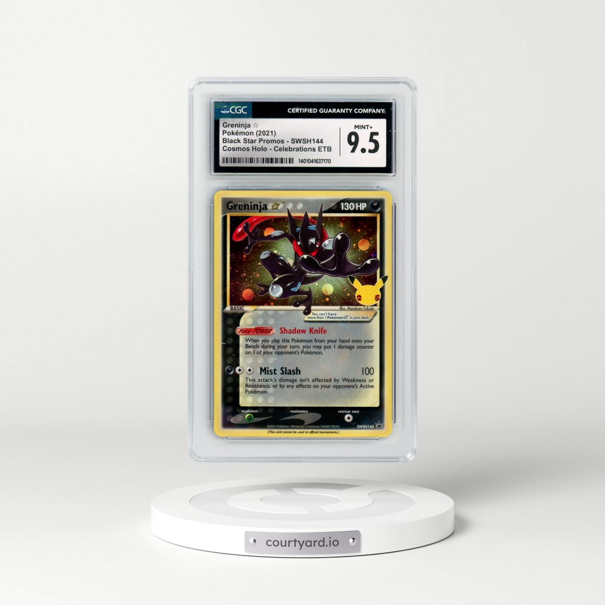 2017 Black Star Promos - Sword & Shield #SWSH144 Greninja ☆ - Cosmos Holo Celebrations ETB (CGC 9.5 MINT+)