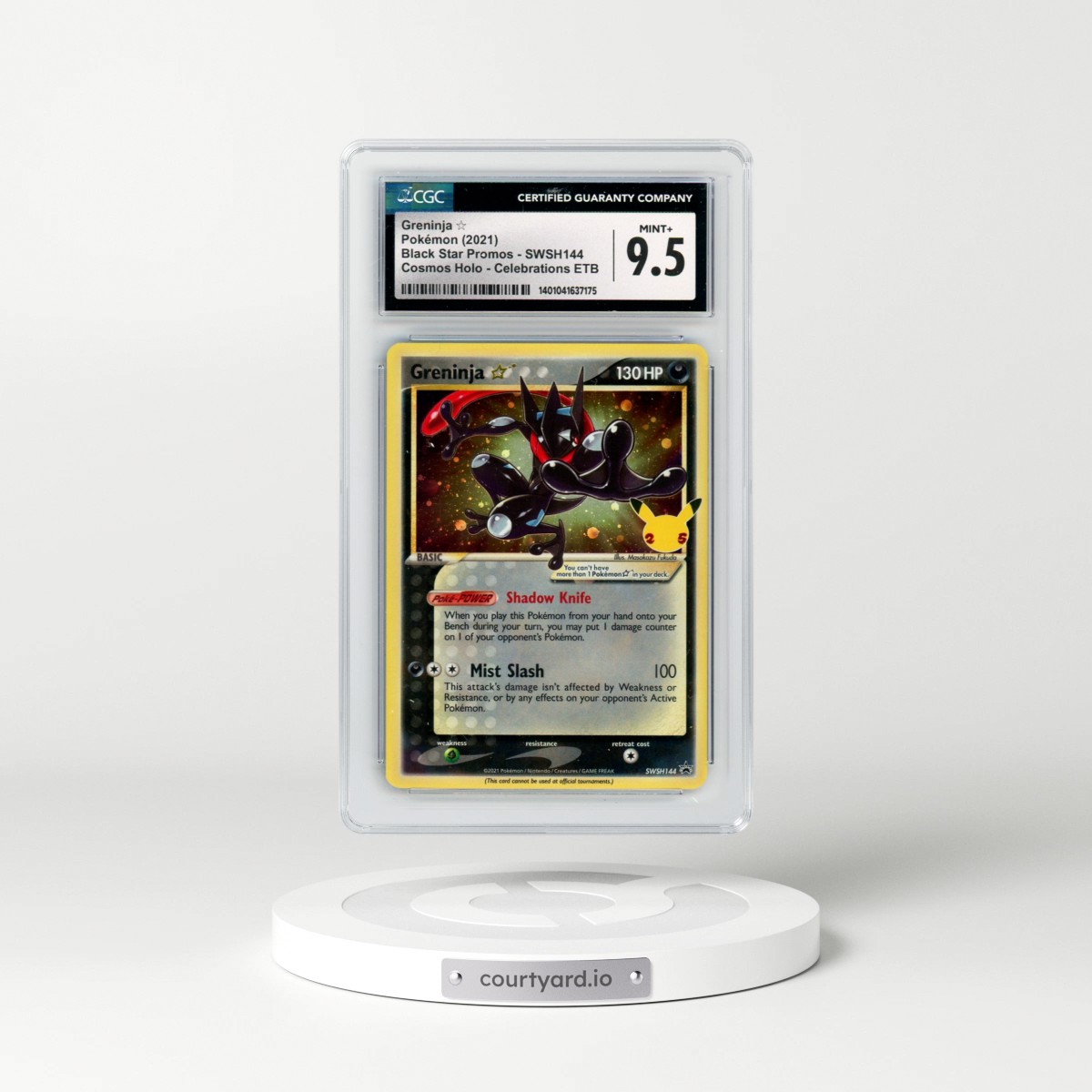 2017 Black Star Promos - Sword & Shield #SWSH144 Greninja ☆ - Cosmos Holo Celebrations ETB (CGC 9.5 MINT+)