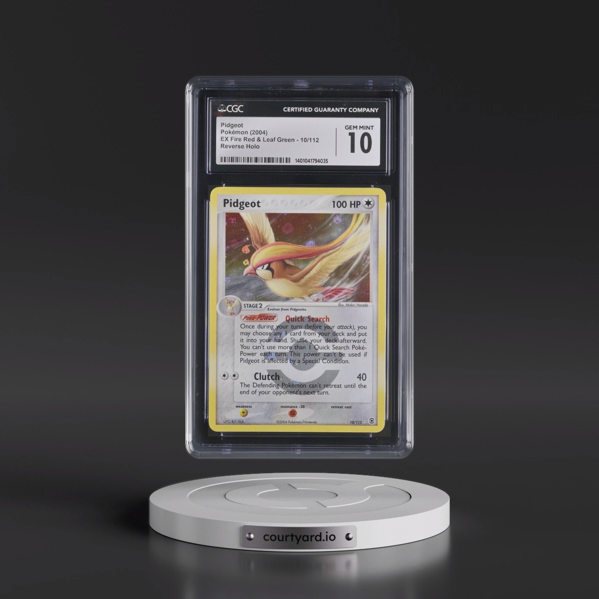 2004 EX Fire Red & Leaf Green #10/112 Pidgeot - Reverse Holo (CGC 10 GEM MINT)