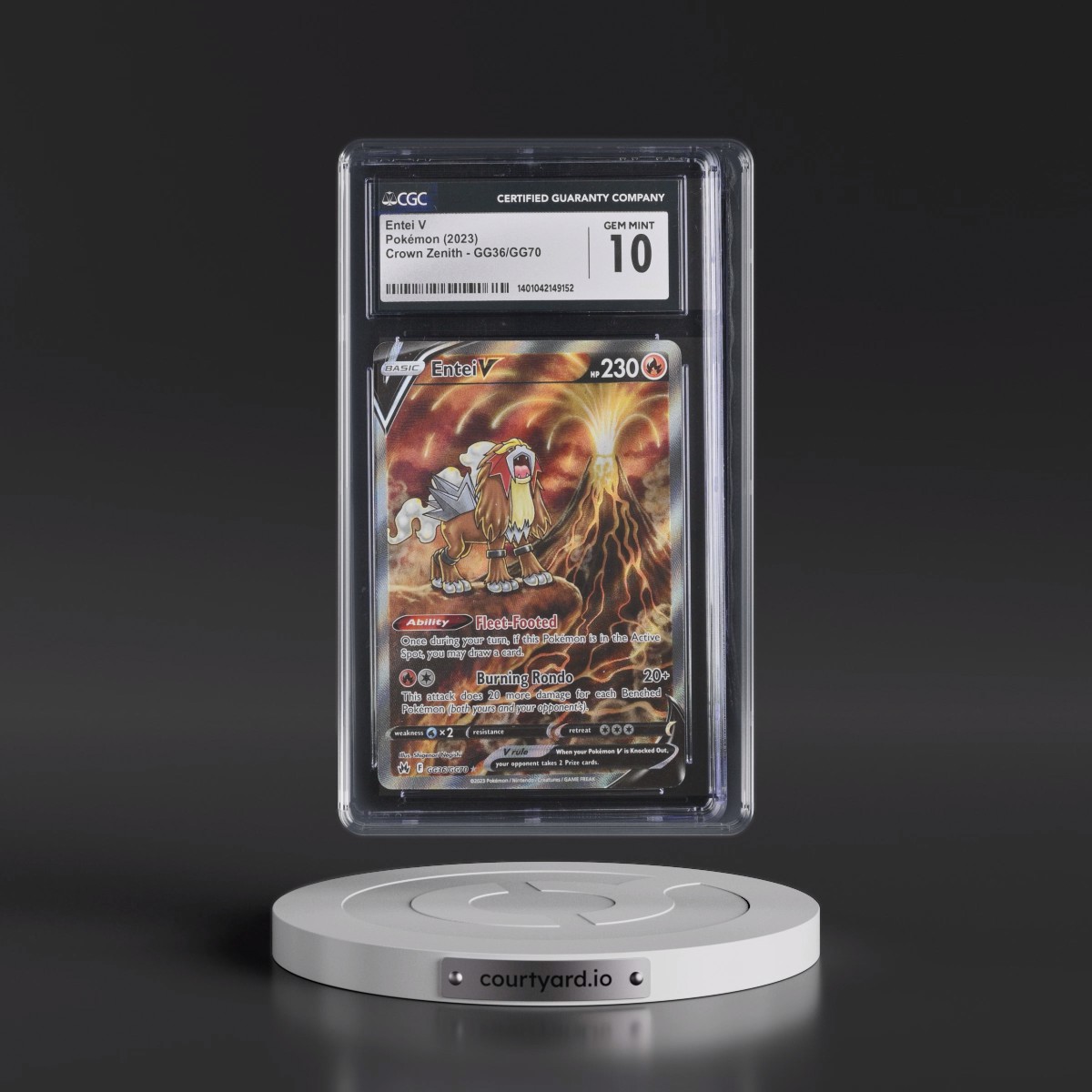 2023 Crown Zenith #GG36/GG70 Entei V - Galarian Gallery Holo (CGC 10 GEM MINT)