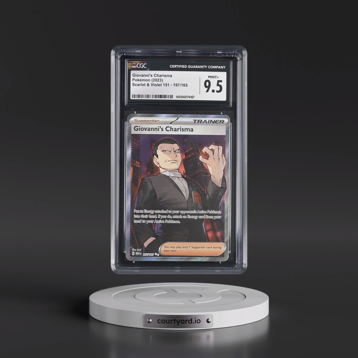 2023 Scarlet & Violet 151 - MEW EN #197/165 Giovanni's Charisma - Ultra Rare Holo (CGC 9.5 MINT+)