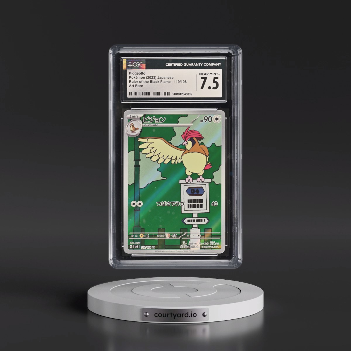 2023 Ruler of the Black Flame #119/108 Pidgeotto - Art Rare Holo (CGC 7.5 NM+)