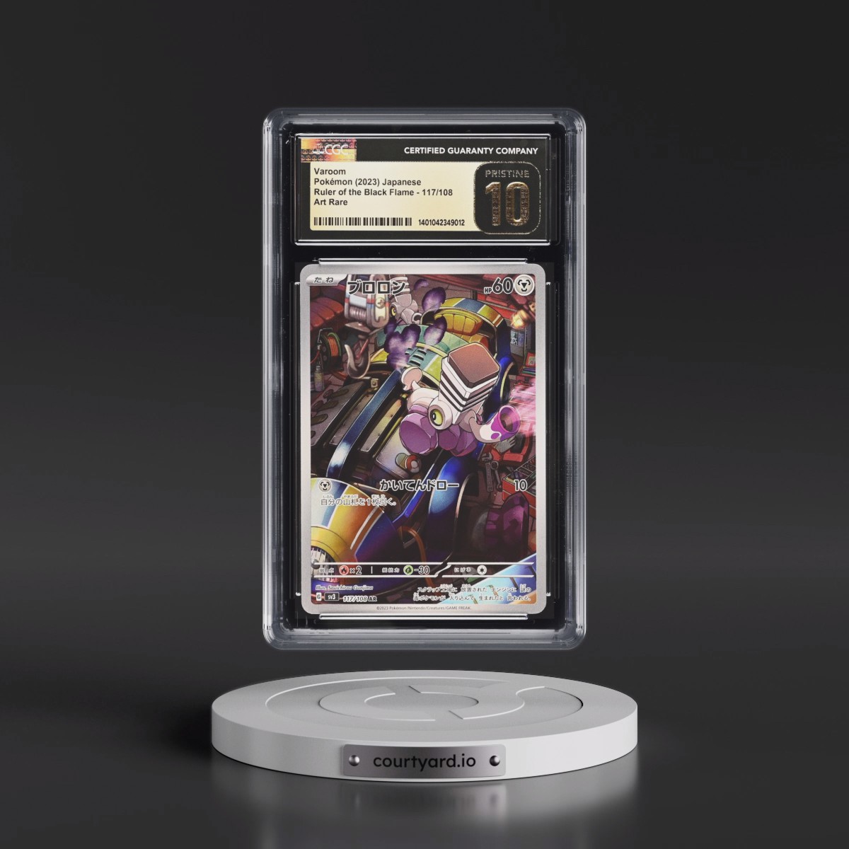 2023 Pokémon SV3-Ruler of the Black Flame #117 Varoom - Art Rare (CGC 10 PRISTINE)