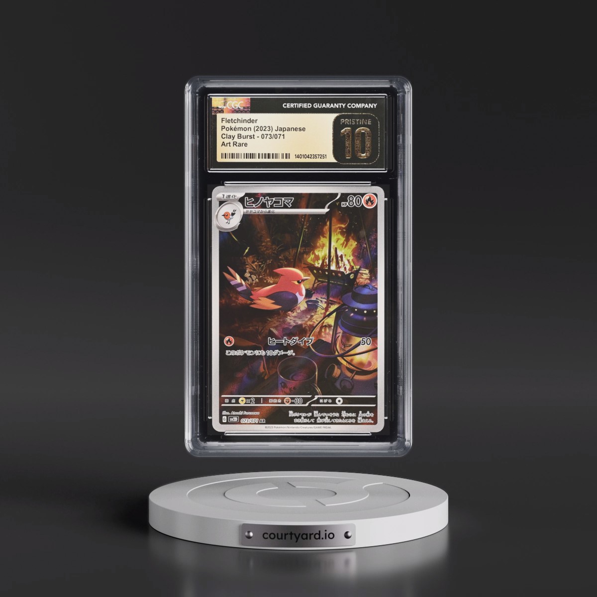 2023 Pokémon Sv2d-Clay Burst #073 Fletchinder - Art Rare (CGC 10 PRISTINE)