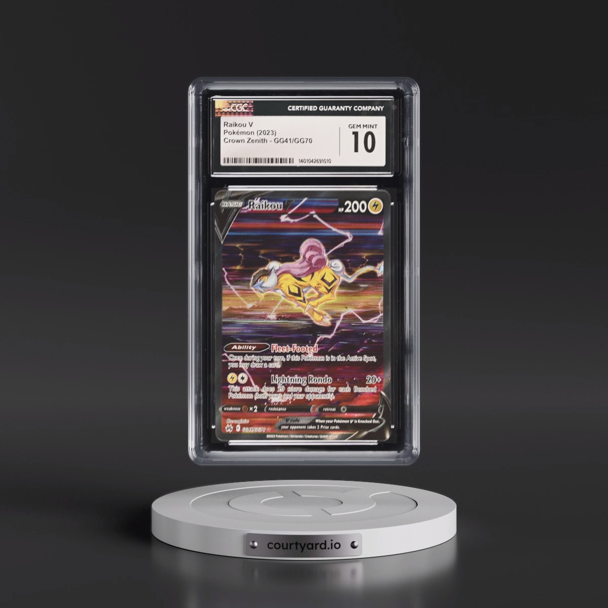 2023 Crown Zenith #GG41/GG70 Raikou V - Galarian Gallery Holo (CGC 10 GEM MINT)