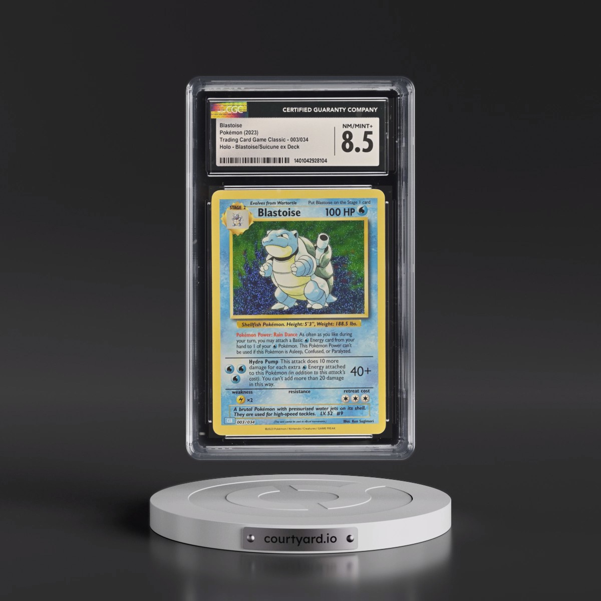 2023 Trading Card Game Classic - CLV, CLC, CLB #003/034 Blastoise - Blastoise & Suicune ex Deck - CLB Holo (CGC 8.5 NM-MT+)