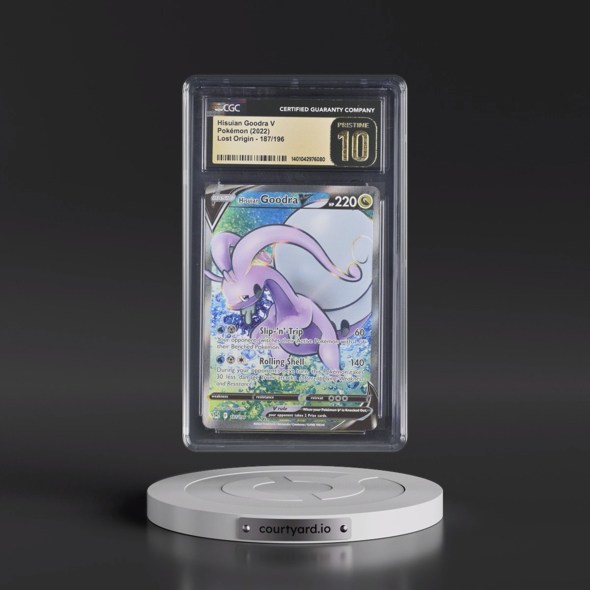 2022 Lost Origin #187/196 Hisuian Goodra V - Ultra Rare Holo (CGC 10 PRISTINE)