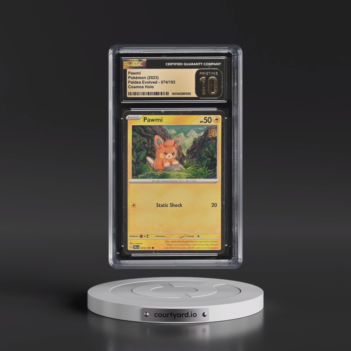 2023 Paldea Evolved - PAL EN #074/193 Pawmi - Adventure Chest (Cosmos Holo) (CGC 10 PRISTINE)