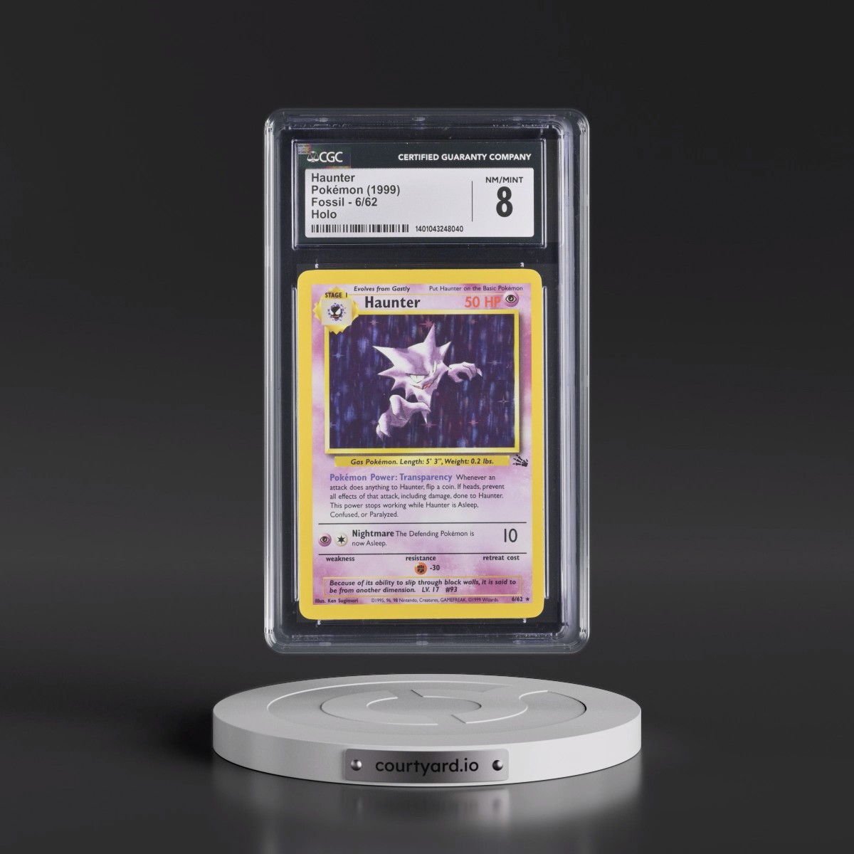 1999 Fossil #6/62 Haunter - Galaxy Star Holo (CGC 8 NM-MT)