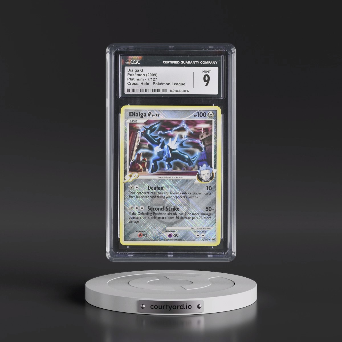 2009 Platinum #7/127 Dialga G - Pokémon League (Crosshatch Holo) (CGC 9 MINT)
