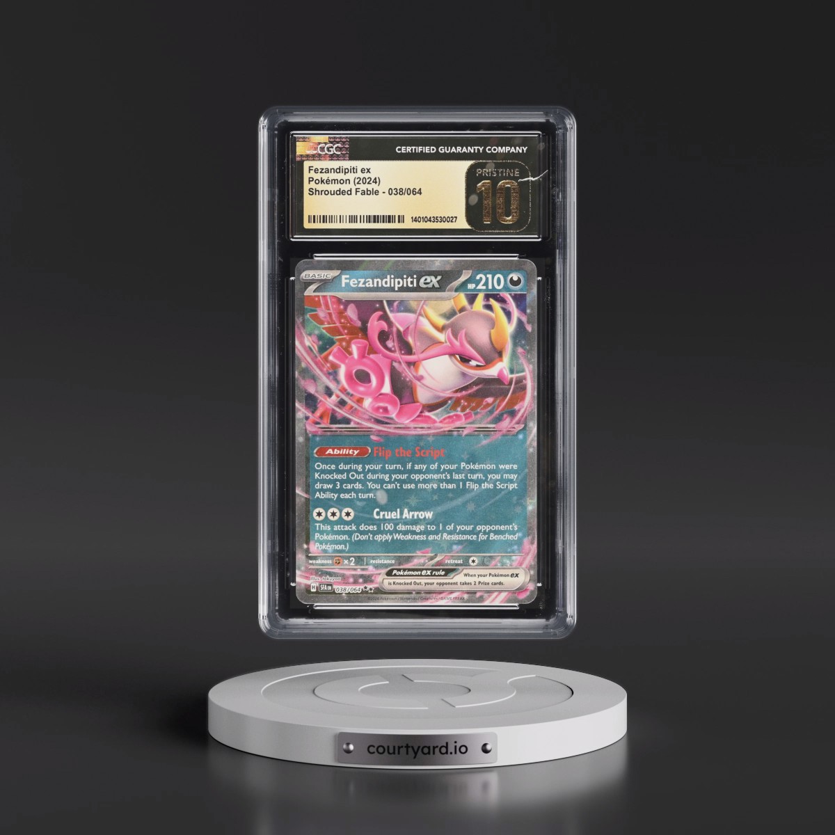 2023 Shrouded Fable - SFA EN #038/064 Fezandipiti ex - Holo (CGC 10 PRISTINE)