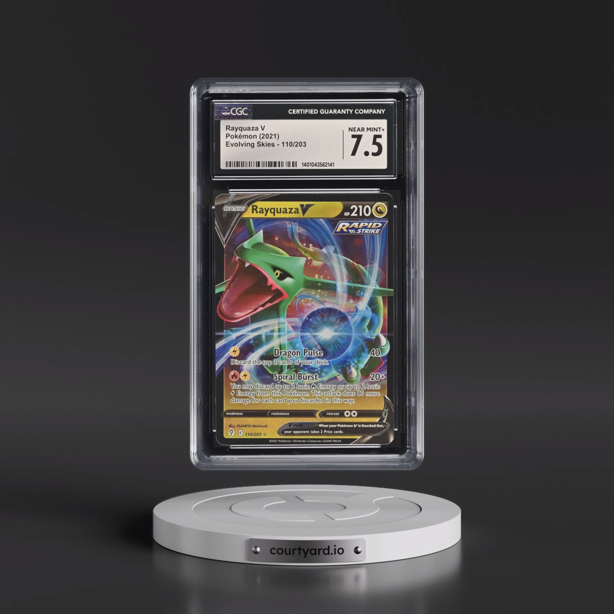 2021 Evolving Skies #110/203 Rayquaza V - Holo (CGC 7.5 NM+)