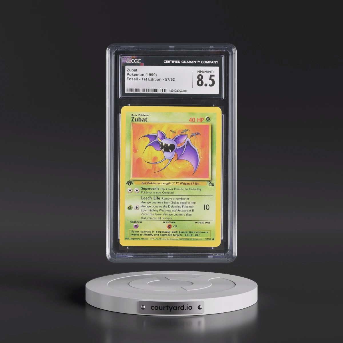 1999 Fossil #57/62 Zubat - 1st Edition 1st Edition (CGC 8.5 NM-MT+)