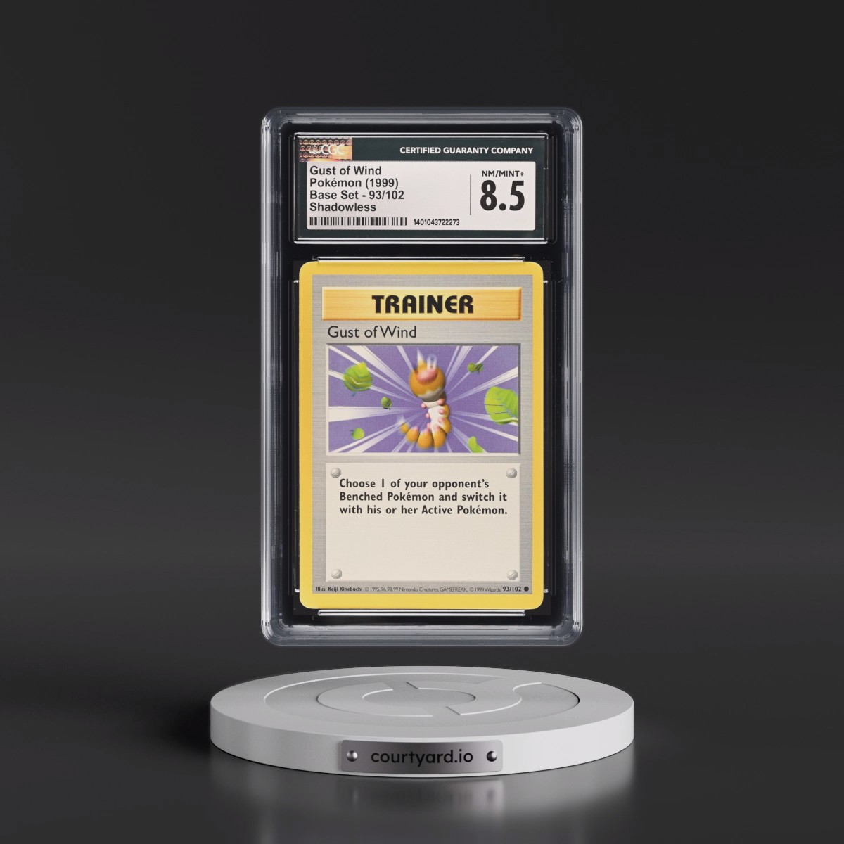 1999 Base Set #93/102 Gust of Wind - Shadowless Shadowless (CGC 8.5 NM-MT+)