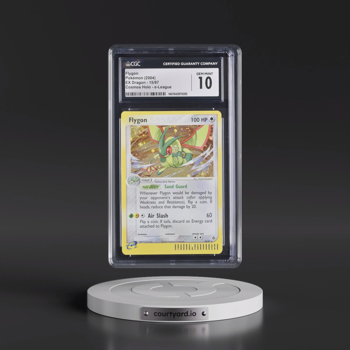 2003 EX Dragon (2003 Copyright, w/ "e" Symbol) #15/97 Flygon - Cosmos Holo - e-League (CGC 10 GEM MINT)