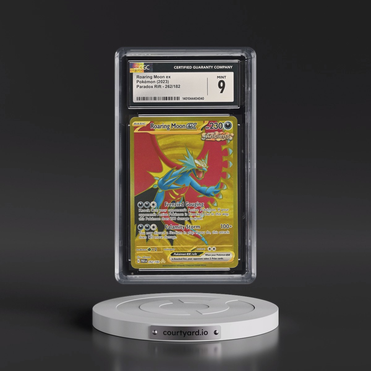 2023 Paradox Rift - PAR EN #262/182 Roaring Moon ex - Hyper Rare Holo (CGC 9 MINT)