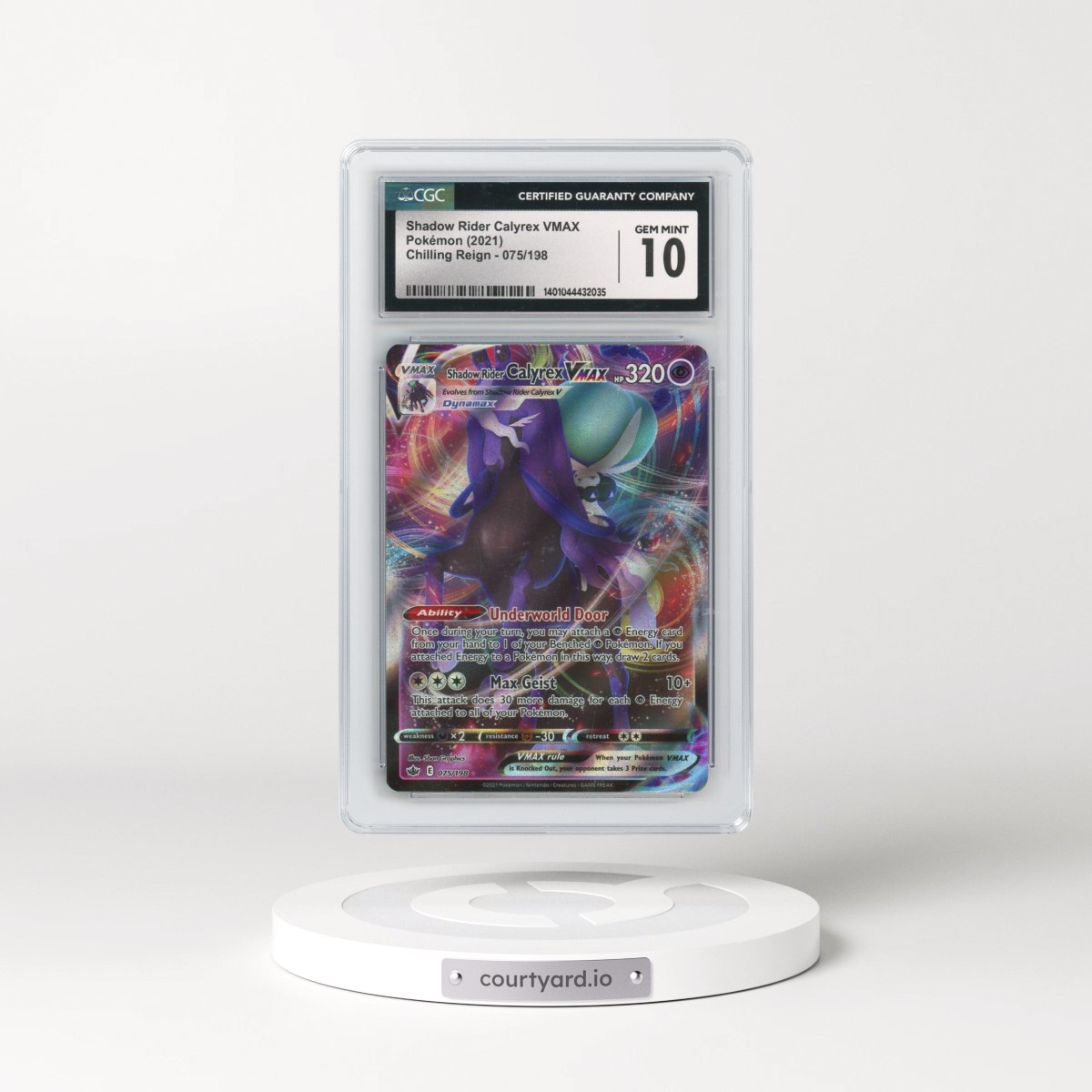 2021 Chilling Reign #075/198 Shadow Rider Calyrex VMAX - Holo (CGC 10 GEM MINT)