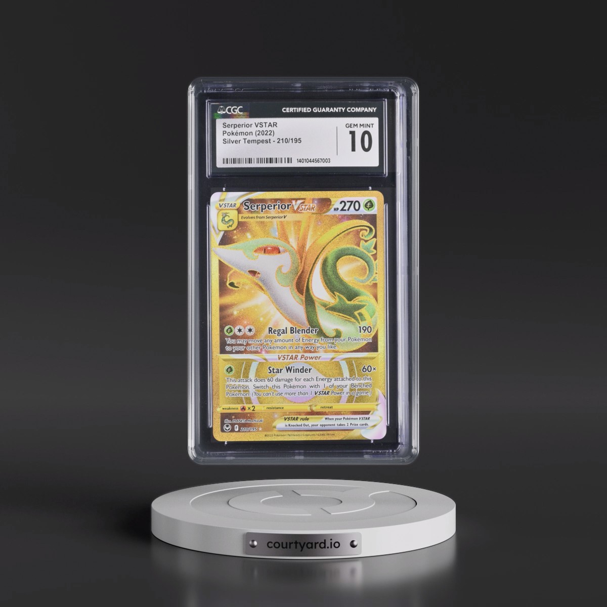 2022 Silver Tempest #210/195 Serperior VSTAR - Secret Rare Holo (CGC 10 GEM MINT)