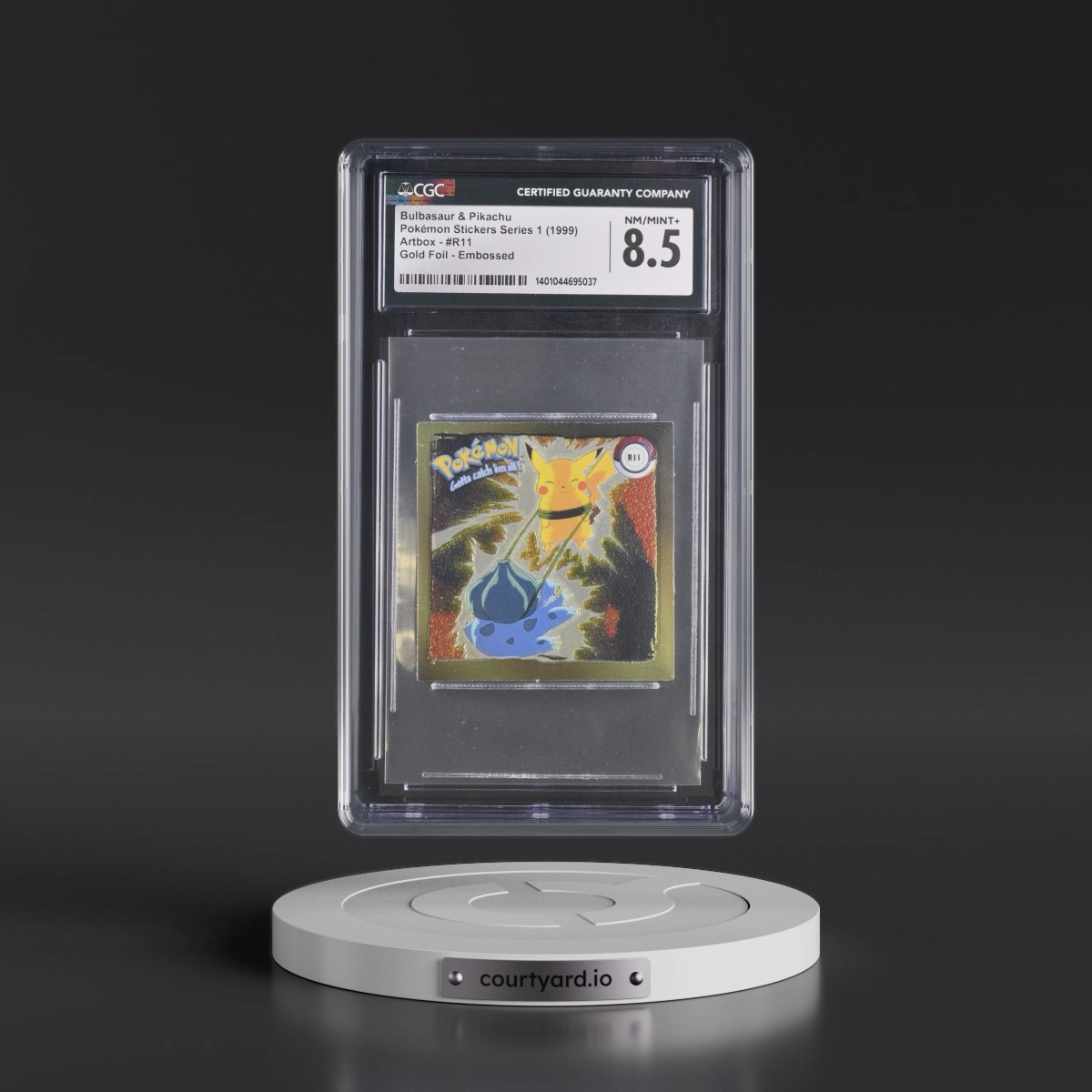 1999 Pokémon Stickers Series 1 (Artbox) - English #R11 Bulbasaur & Pikachu - Gold Foil Embossed (CGC 8.5 NM-MT+)
