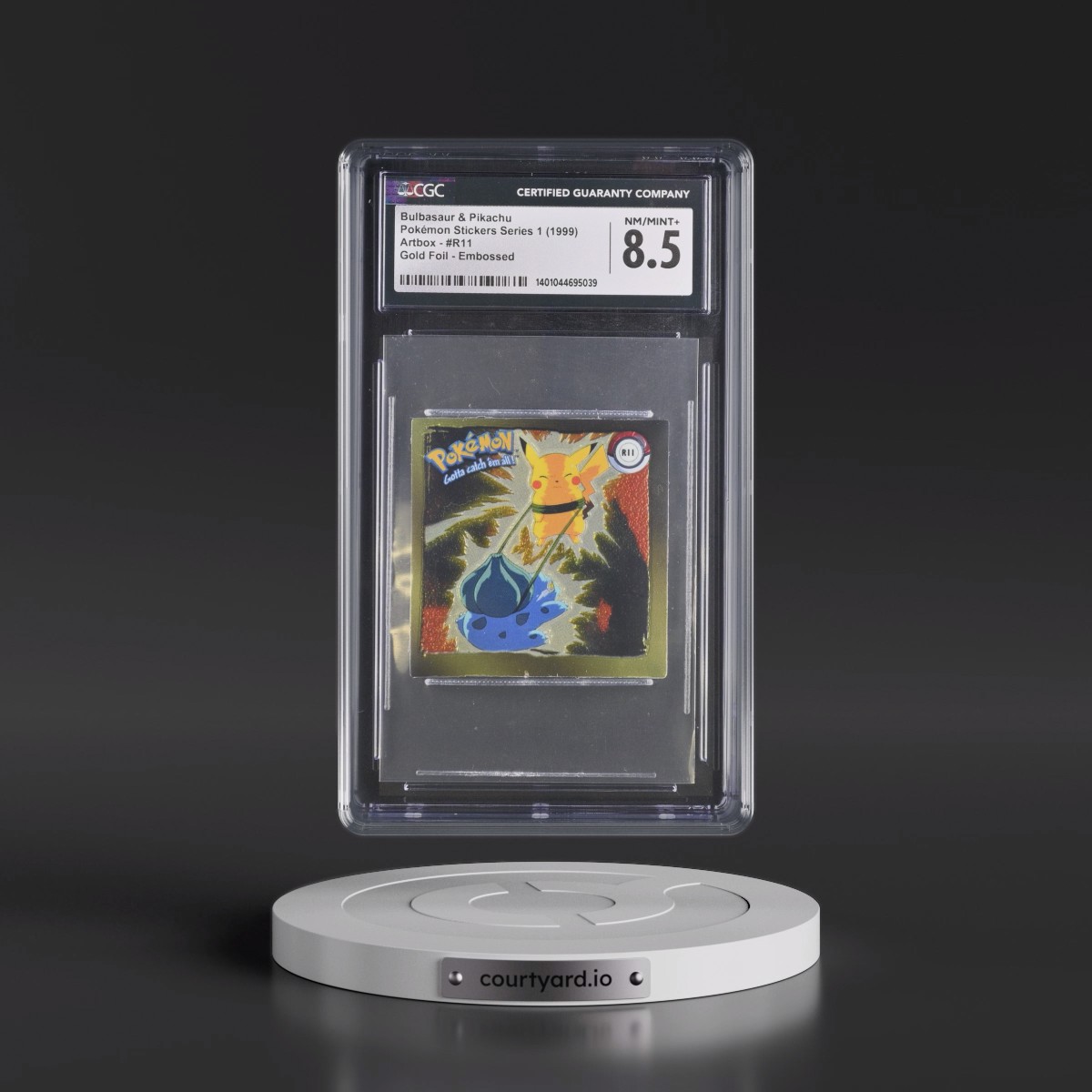 1999 Pokémon Stickers Series 1 (Artbox) - English #R11 Bulbasaur & Pikachu - Gold Foil Embossed (CGC 8.5 NM-MT+)