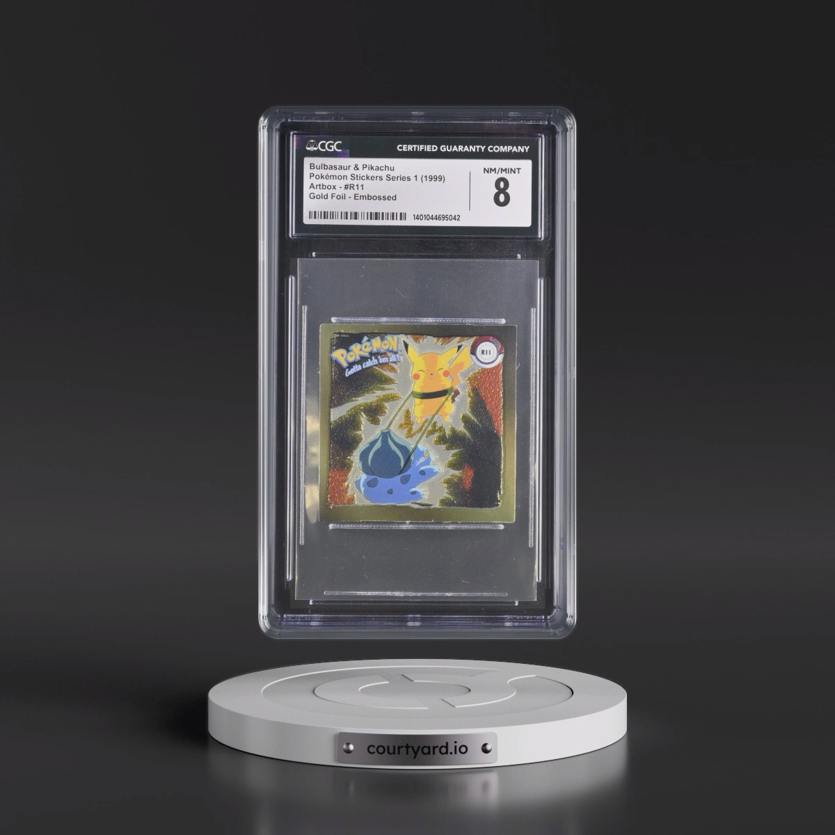 1999 Pokémon Stickers Series 1 (Artbox) - English #R11 Bulbasaur & Pikachu - Gold Foil Embossed (CGC 8 NM-MT)