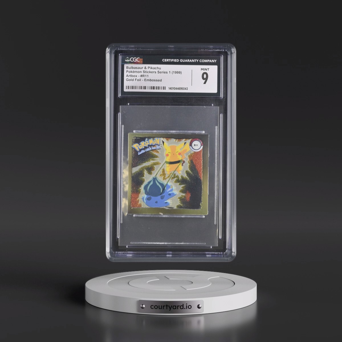 1999 Pokémon Stickers Series 1 (Artbox) - English #R11 Bulbasaur & Pikachu - Gold Foil Embossed (CGC 9 MINT)
