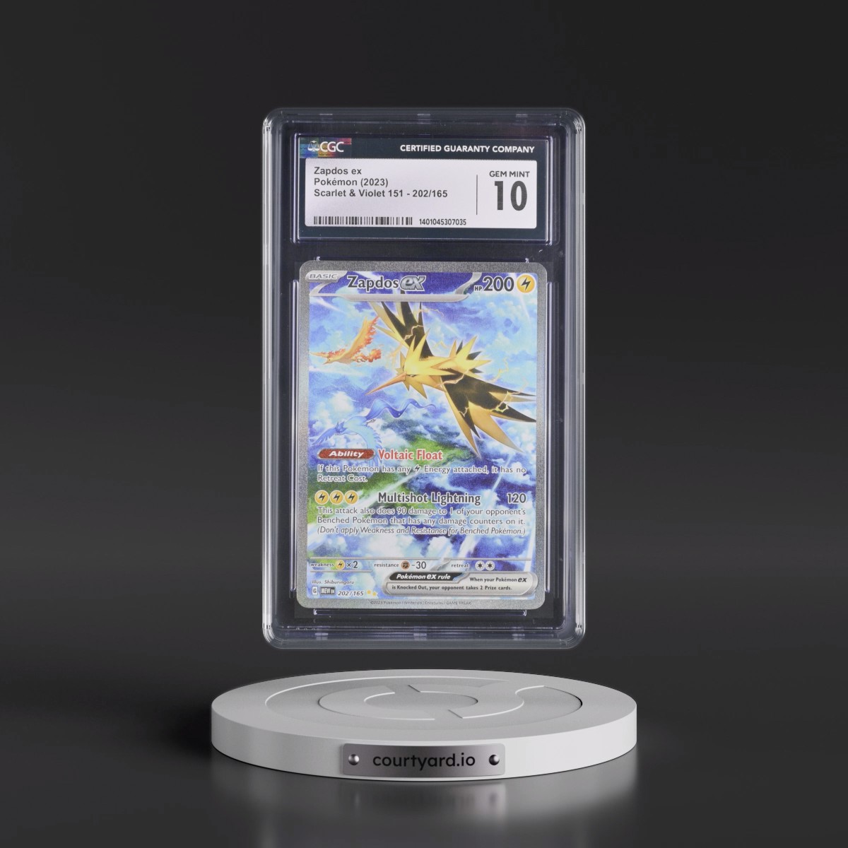 2023 Scarlet & Violet 151 - MEW EN #202/165 Zapdos ex - Special Illustration Rare (Holo) (CGC 10 GEM MINT)