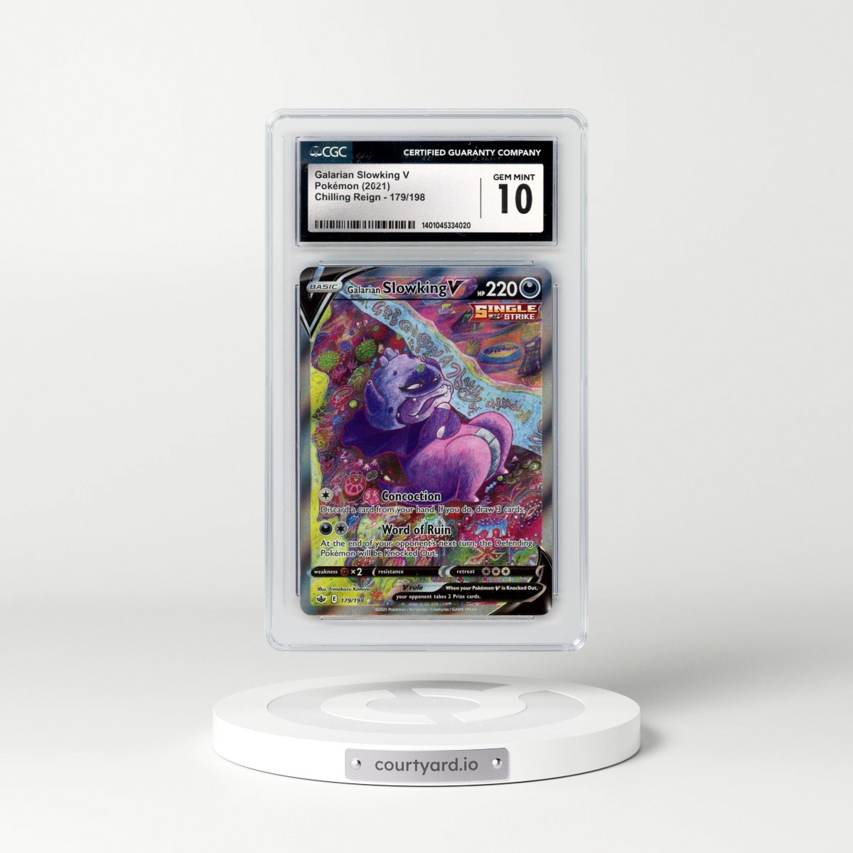 2021 Chilling Reign #179/198 Galarian Slowking V - Holo (CGC 10 GEM MINT)