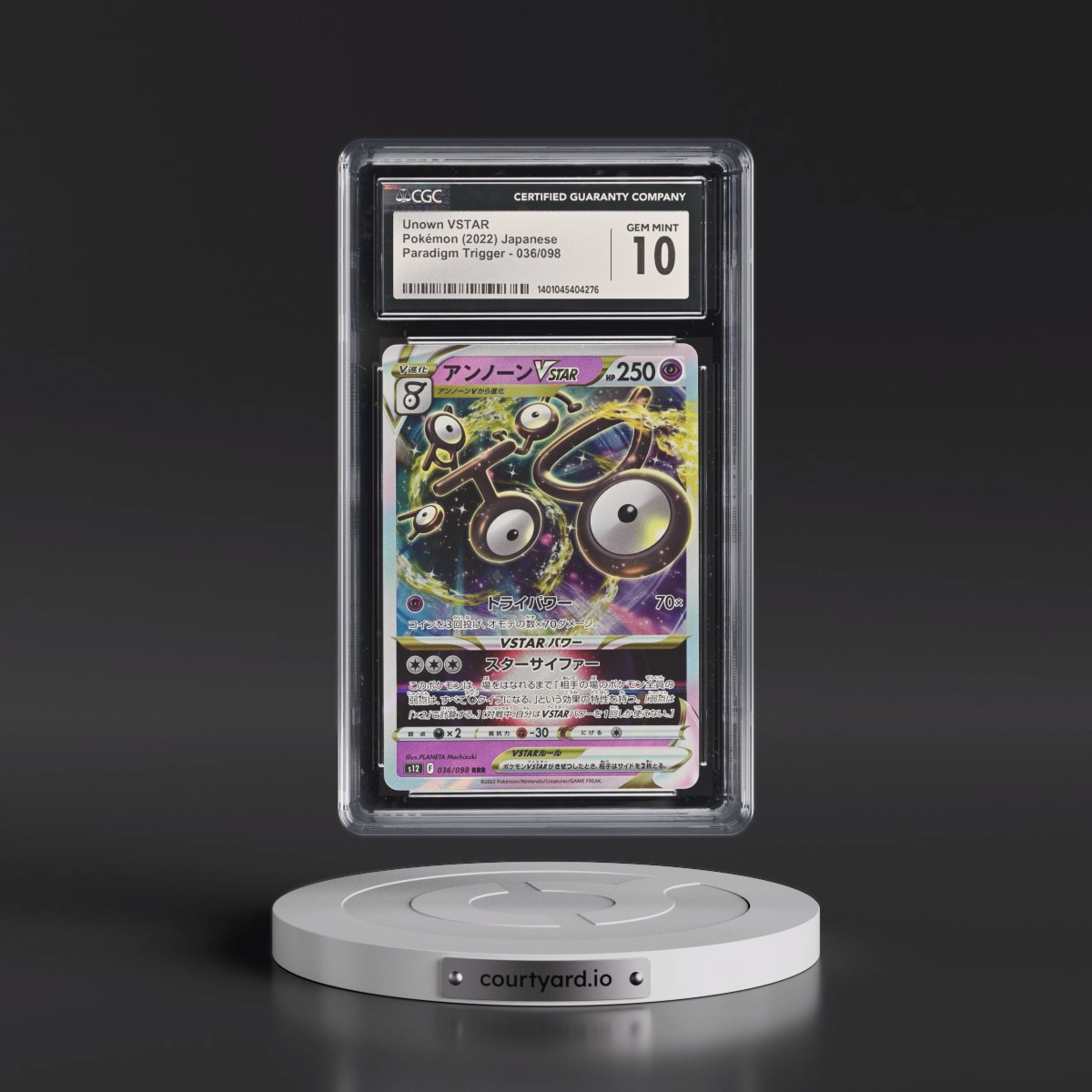 2022 Paradigm Trigger #036/098 Unown VSTAR - Holo (CGC 10 GEM MINT)